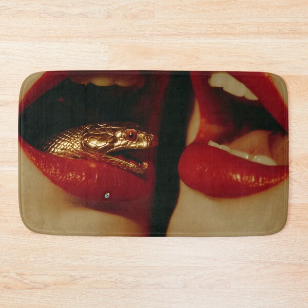 Item preview, Bold Red Lips with Golden Snake – Surreal Seduction Art designed and sold by Retrocranio.