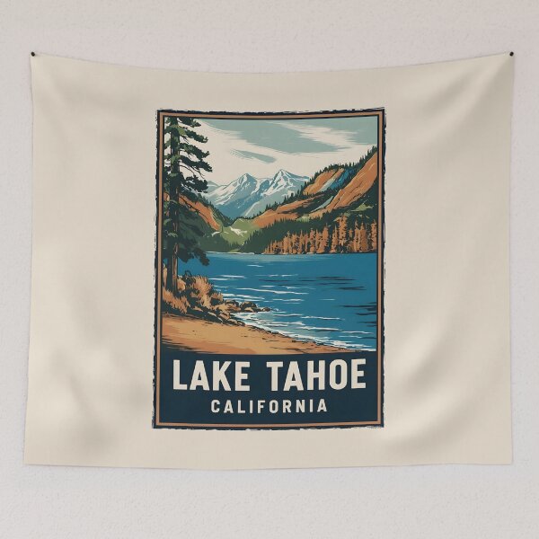 Item preview, A Vintage Illustration of Lake Tahoe - California  designed and sold by GoodOldVintage.