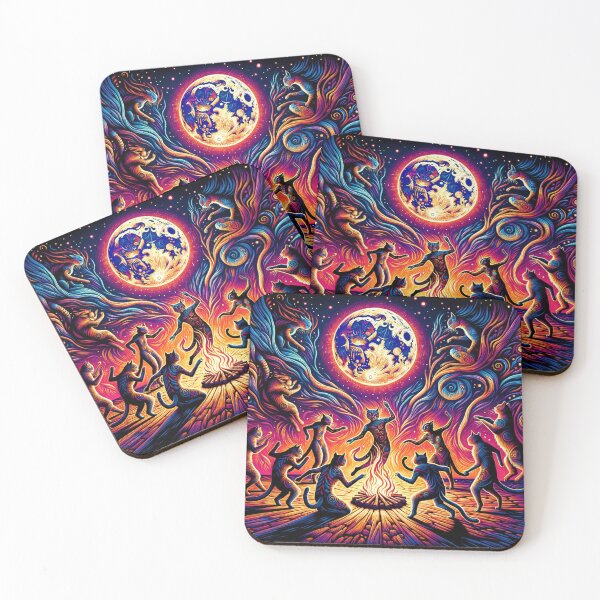 Item preview, Ethereal Cat Full Moon demonic Ritual Art Wallpaper Illustration designed and sold by Keirnyx.