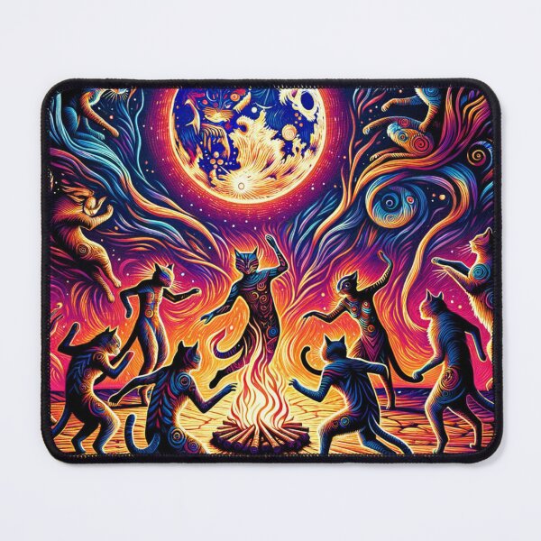 Item preview, Ethereal Cat Full Moon demonic Ritual Art Wallpaper Illustration designed and sold by Keirnyx.