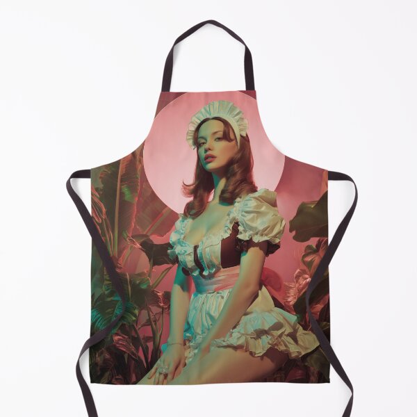 Item preview, Retro Haloed Pin-Up in Frilly Dress Surrounded by Tropical Vibes designed and sold by Retrocranio.