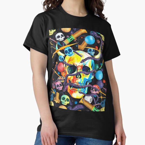 Vista previa del artículo con la obra «Patrón sin costuras de calaveras de colores», diseñado y vendido por optimusprime39.