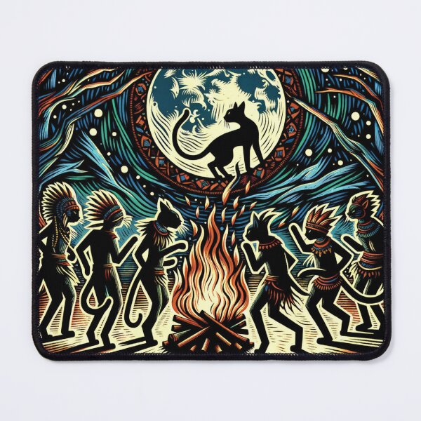 Item preview, Celestial Cat Ritual Art Vintage Wallpaper Illustration designed and sold by Keirnyx.