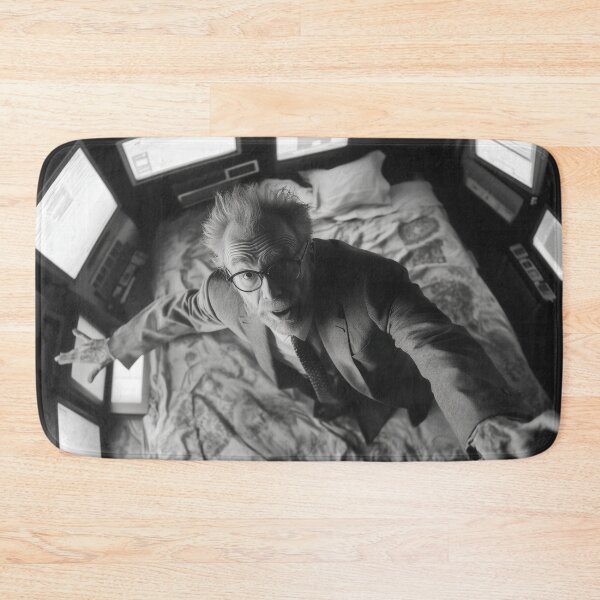 Item preview, Mad Scientist in Control Room Bed Surrounded by Monitors – Black and White Chaos designed and sold by Retrocranio.