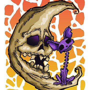 Artwork thumbnail, Skeletal Moon And Cat by TheMoonlightShop
