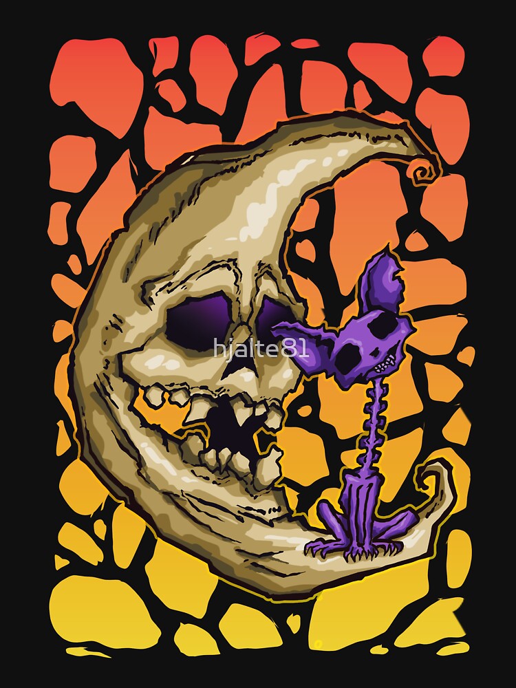 Thumbnail 7 of 7, Classic T-Shirt, Skeletal Moon And Cat designed and sold by hjalte81.