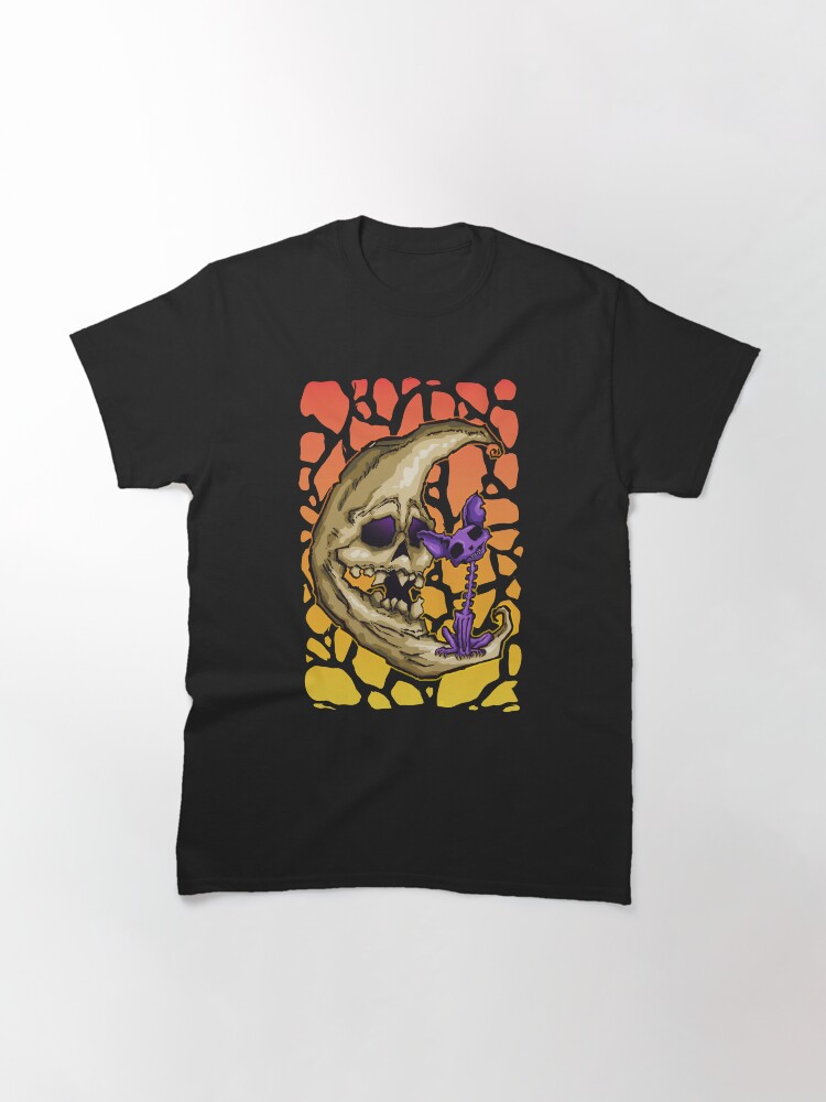 Thumbnail 3 of 7, Classic T-Shirt, Skeletal Moon And Cat designed and sold by hjalte81.