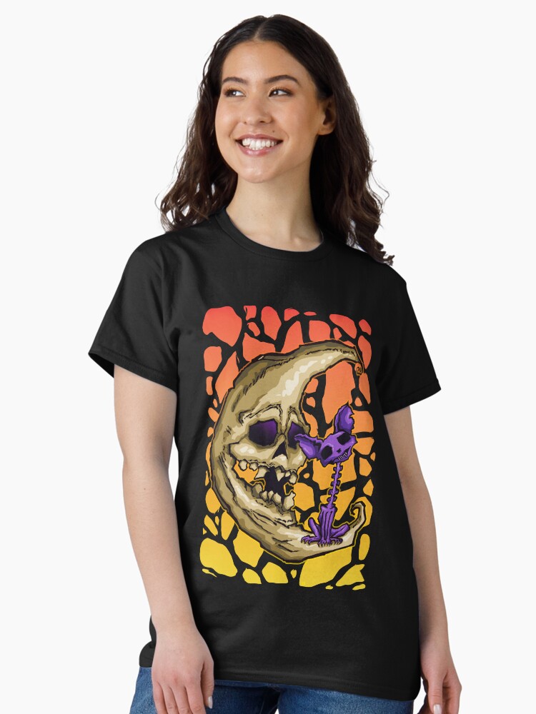 Thumbnail 1 of 7, Classic T-Shirt, Skeletal Moon And Cat designed and sold by hjalte81.