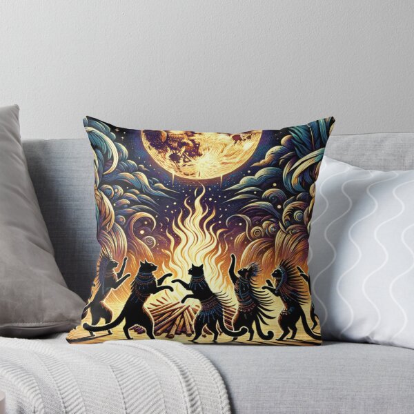 Item preview, Shamanic Cats Dancing Beneath the Full Moon 8k Wallpaper designed and sold by Keirnyx.