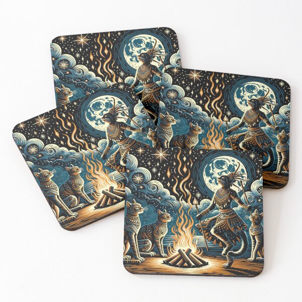 Item preview, Mystical Cat Shaman Ritual Wallpaper designed and sold by Keirnyx.