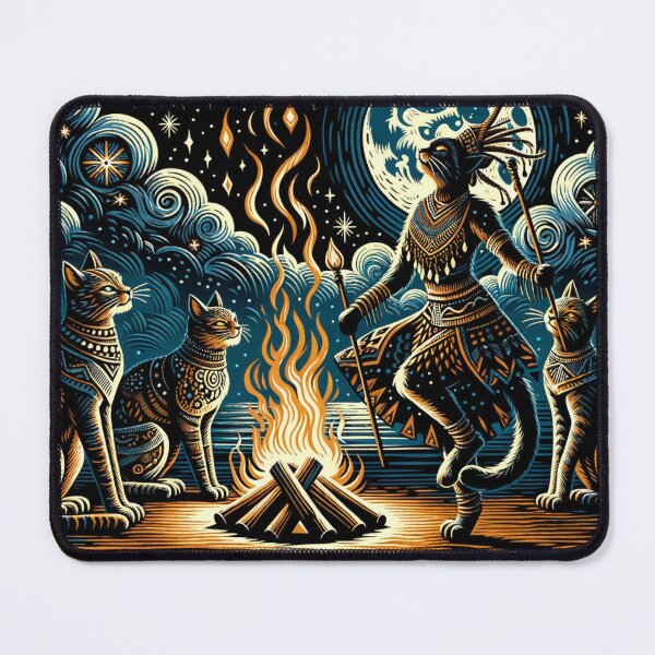 Item preview, Mystical Cat Shaman Ritual Wallpaper designed and sold by Keirnyx.