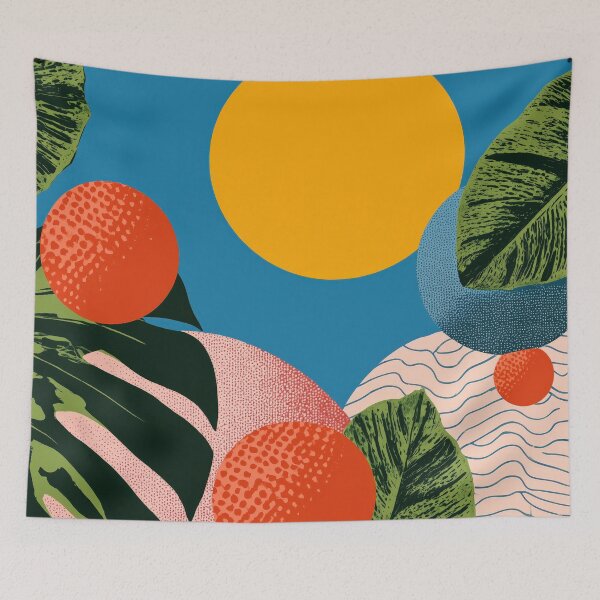 Item preview, Tropical Abstract Pop Art with Leaves, Oranges, and Sun designed and sold by Retrocranio.