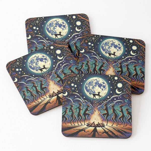 Item preview, Celestial Cat Ritual in a Starry Night 4K Wallpaper designed and sold by Keirnyx.