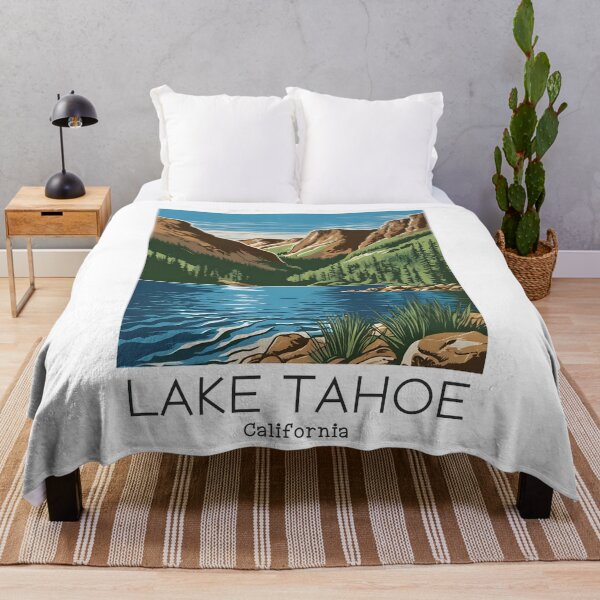 Aperçu de l'œuvre Illustration vintage du lac Tahoe, Californie créée et vendue par GoodOldVintage.