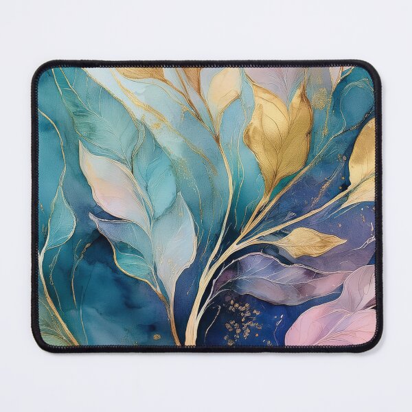 Item preview, Neutral Pastel VINTAGE leaves 2, boho beige wildflower watercolour garden, neutral beige and teal green and pink alcohol ink effect, green leafy floral spring painting designed and sold by navitalidesign.