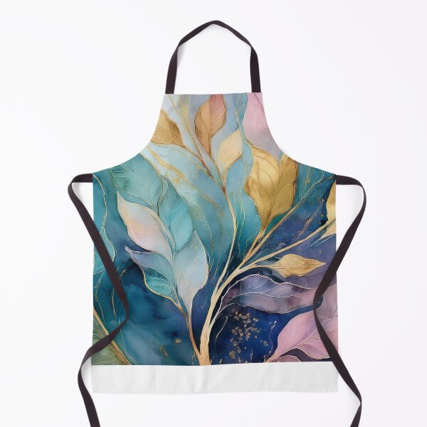 Item preview, Neutral Pastel VINTAGE leaves 2, boho beige wildflower watercolour garden, neutral beige and teal green and pink alcohol ink effect, green leafy floral spring painting designed and sold by navitalidesign.