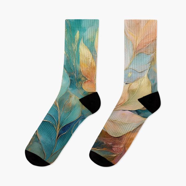 Item preview, Neutral Pastel VINTAGE leaves 3, boho beige wildflower watercolour garden, neutral beige and teal green and pink alcohol ink effect, green leafy floral spring painting designed and sold by navitalidesign.