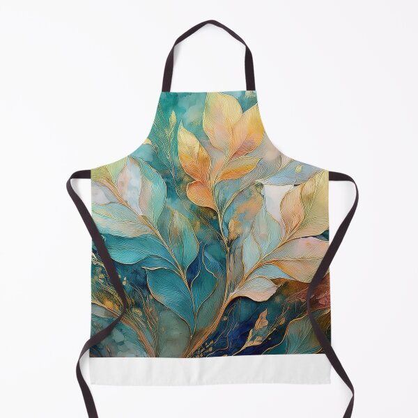 Item preview, Neutral Pastel VINTAGE leaves 3, boho beige wildflower watercolour garden, neutral beige and teal green and pink alcohol ink effect, green leafy floral spring painting designed and sold by navitalidesign.