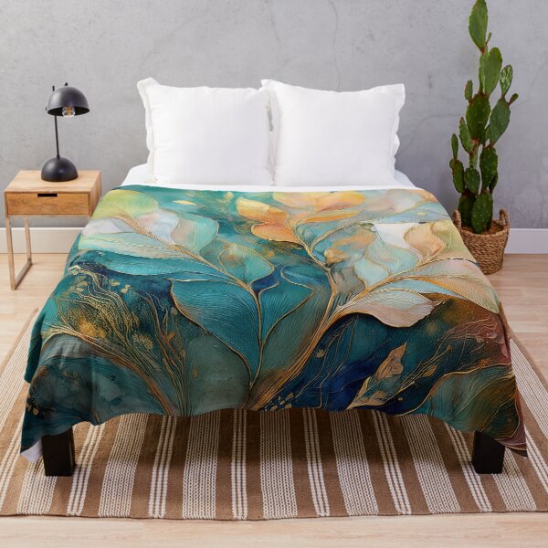 Item preview, Neutral Pastel VINTAGE leaves 3, boho beige wildflower watercolour garden, neutral beige and teal green and pink alcohol ink effect, green leafy floral spring painting designed and sold by navitalidesign.