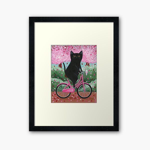 Aperçu de l'œuvre Randonnée à vélo de printemps Black Cat 2024 créée et vendue par KilkennyCat Art.
