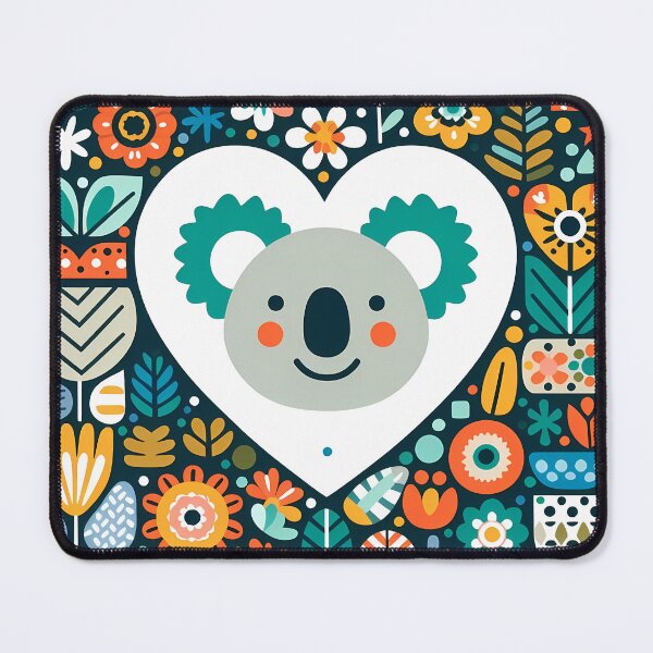 Item preview, Cute Koala in Heart with Flowers - Scandinavian Folk Art by heidiannemorris © designed and sold by FOLK ART FUSION.