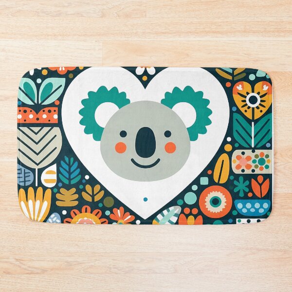 Item preview, Cute Koala in Heart with Flowers - Scandinavian Folk Art by heidiannemorris © designed and sold by FOLK ART FUSION by heidiannemorris.