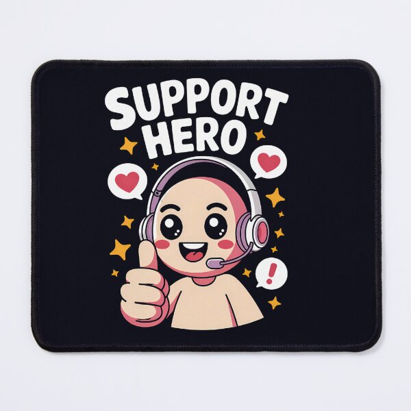 Item preview, Cute Support Hero with Headset and Thumbs Up designed and sold by Taans-Creation.