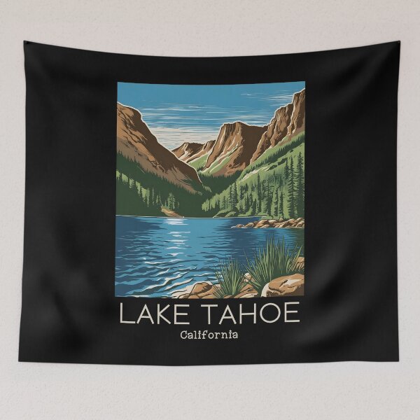 Item preview, A Vintage Illustration of Lake Tahoe - California  designed and sold by GoodOldVintage.
