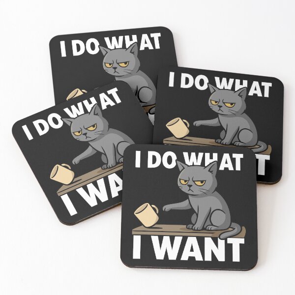 Item preview, I Do What I Want – Sarcastic Cat Pushing Coffee Mug designed and sold by Karma Design.