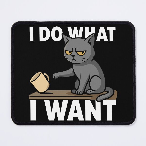Item preview, I Do What I Want – Sarcastic Cat Pushing Coffee Mug designed and sold by Karma Design.