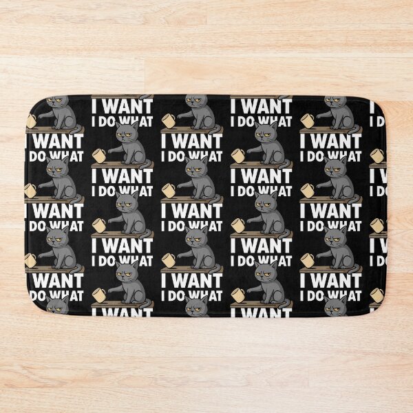 Item preview, I Do What I Want – Sarcastic Cat Pushing Coffee Mug designed and sold by Karma Design.