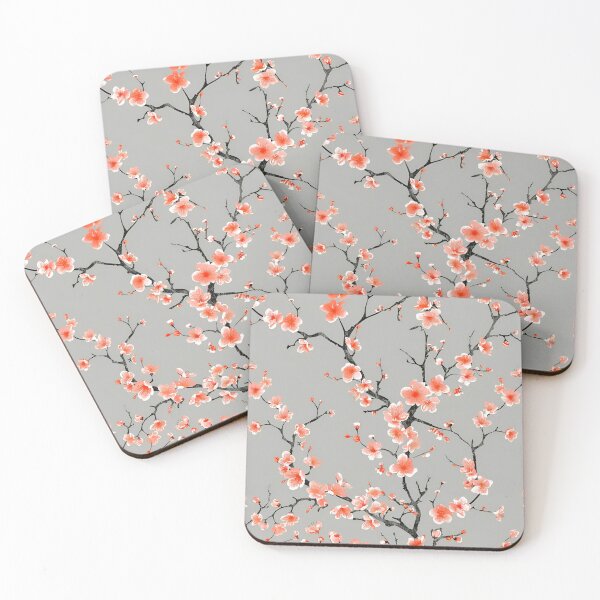 Item preview, Peach Sakura on Grey Background designed and sold by KaitoJapanDesign.