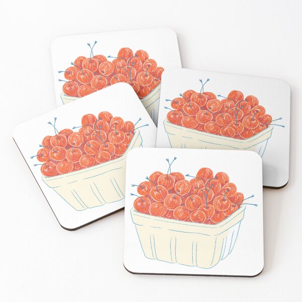 Item preview, Fresh Red Cherry Basket Hand-Drawn Illustration designed and sold by weirdfishes123.