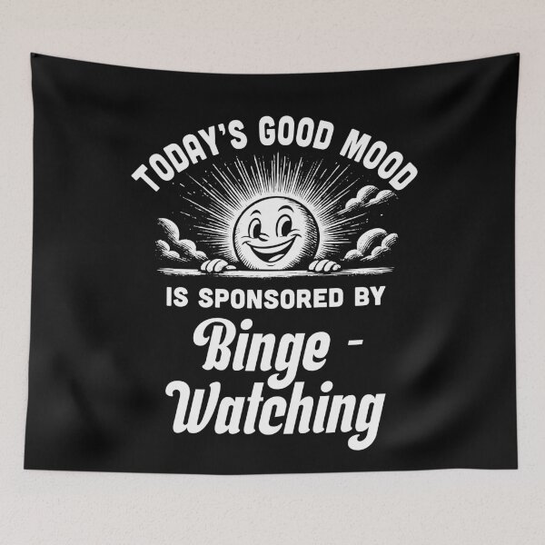 Item preview, Today’s Good Mood is Sponsored by Binge-Watching – Funny Retro TV Lover Design designed and sold by Victor Shadehorn.