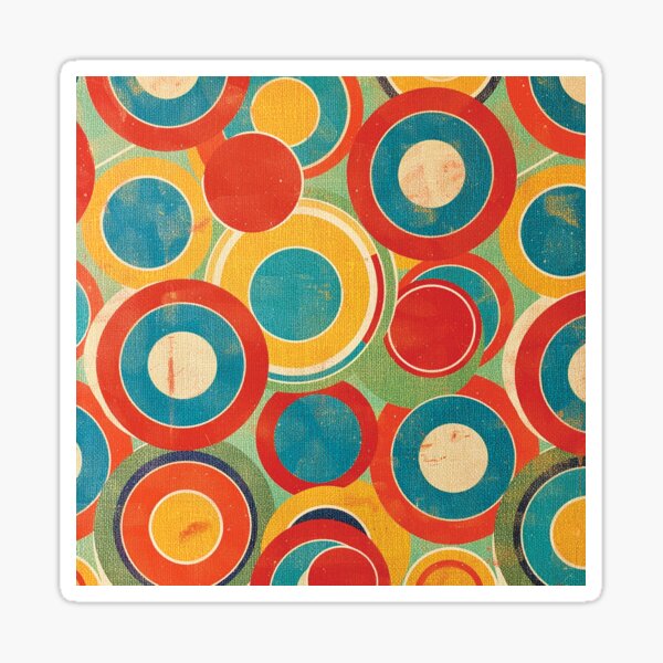 Item preview, Retro 70s Circles – Vintage Mod Pop Art Print in Teal, Mustard & Red designed and sold by Rogue Transmission.