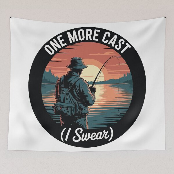 Item preview, One More Cast (I Swear) – Funny Fishing Sunset Design designed and sold by e-milka.