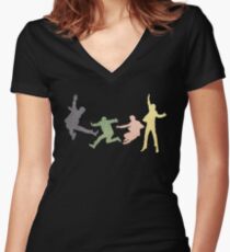 Beatles Multi Media Print Women's Fitted V-Neck T-Shirt