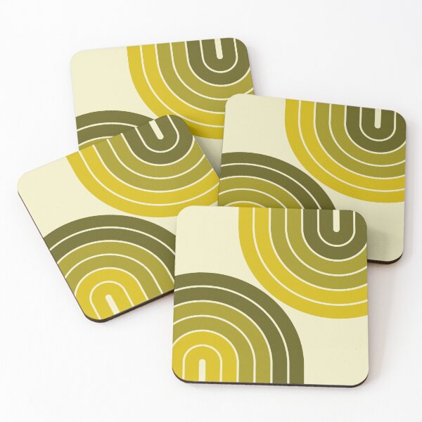 Item preview, Midcentury Modern Geometric Rainbow IA in Vintage Greenery Green designed and sold by nineFlorals.