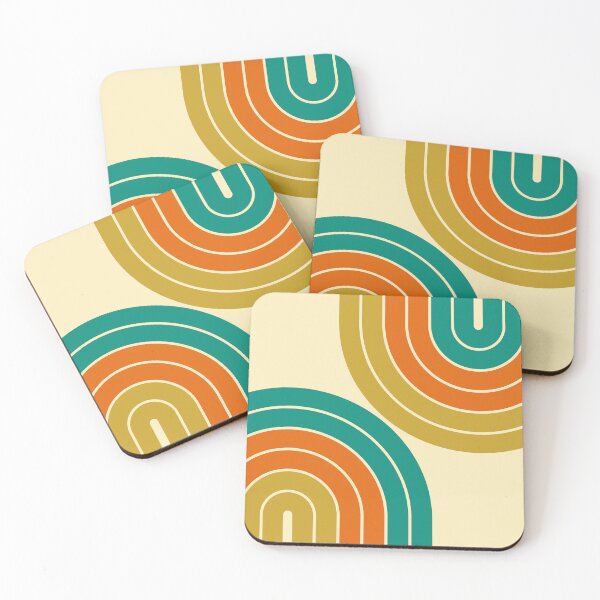 Item preview, Midcentury Modern Geometric Rainbow IC in Vintage Teal Terracotta Gold designed and sold by nineFlorals.