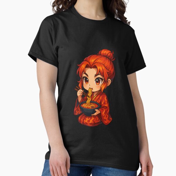 Artikel-Vorschau von Feurige Flammenprinzessin Chibi isst Ramen – Süßes Kawaii-Anime-Mädchen-Design, designt und verkauft von ColorSplash123.