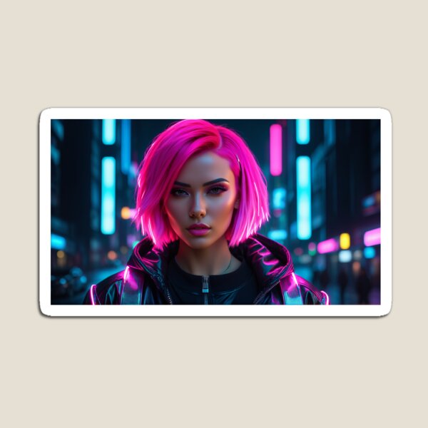 Item preview, Futuristic AI Cyberpunk Woman Portrait designed and sold by NazDevPics.