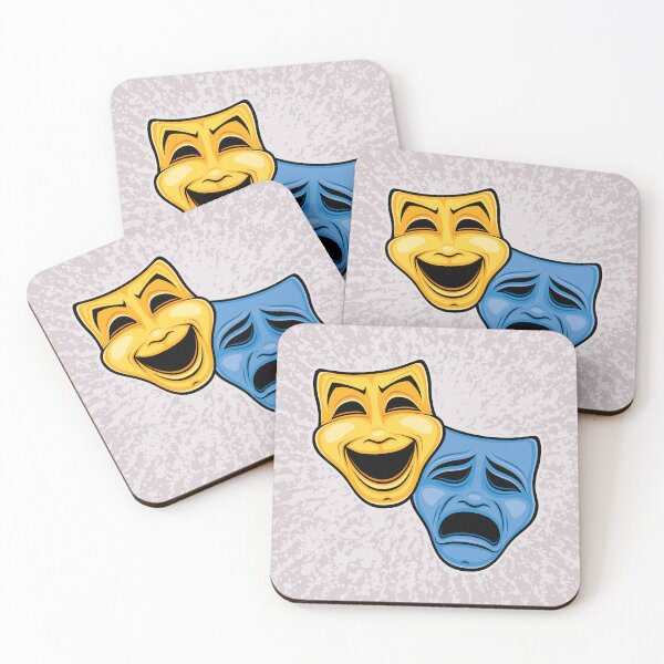 Item preview, Classic Comedy And Tragedy Theatrical Masks In Yellow And Blue designed and sold by fizzgig.