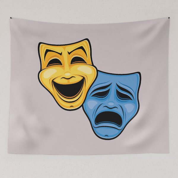 Item preview, Classic Comedy And Tragedy Theatrical Masks In Yellow And Blue designed and sold by fizzgig.