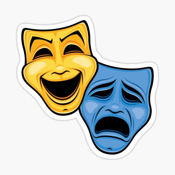 Item preview, Classic Comedy And Tragedy Theatrical Masks In Yellow And Blue designed and sold by fizzgig.