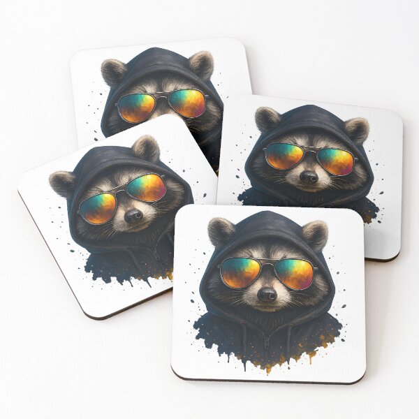 Item preview, Streetwise Raccoon with Hoodie and Rainbow Shades designed and sold by WolfPixelRo.