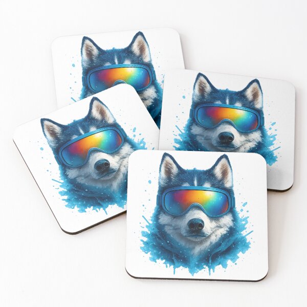 Item preview, Snowbound Husky with Rainbow Ski Goggles designed and sold by WolfPixelRo.