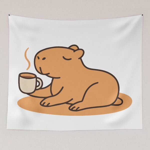 Item preview, Capybara lies with a cup of coffee designed and sold by EchoOfSilence.