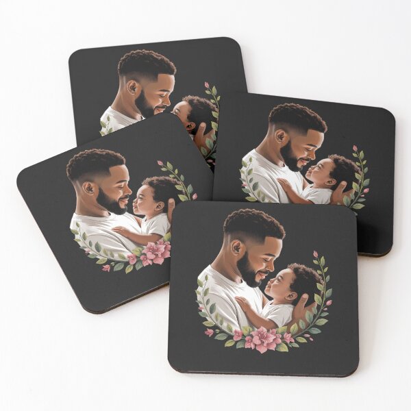 Item preview, Father and Child Bond: Loving Black Dad Holding Baby Surrounded By Flowers designed and sold by elynne9.