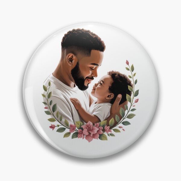 Item preview, Father and Child Bond: Loving Black Dad Holding Baby Surrounded By Flowers designed and sold by elynne9.