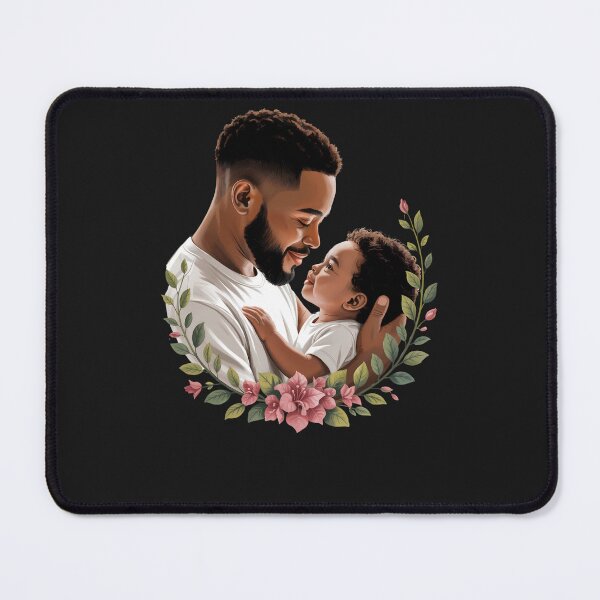 Item preview, Father and Child Bond: Loving Black Dad Holding Baby Surrounded By Flowers designed and sold by elynne9.